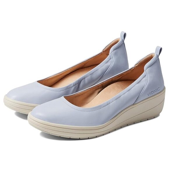 Vionic Women's Jacey Wedge Heel Size 10 Slip On Comfort Blue Haze Leather/Nubuck - Picture 16 of 16